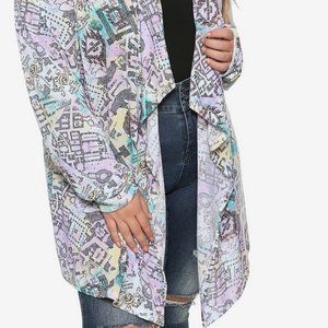 HP MARAUDER'S MAP WATERCOLOR FLYAWAY CARDIGAN